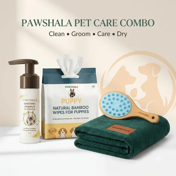 Complete_Grooming_Kit_-_Whitening_shampoo,_bamboo_wipes,_Brush,_Pet_towel_