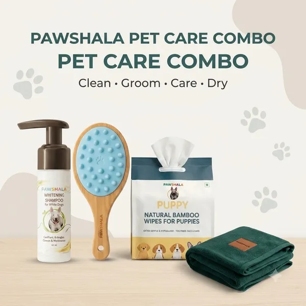 Complete_Grooming_Kit_-_Whitening_shampoo,_bamboo_wipes,_Brush,_Pet_towel_