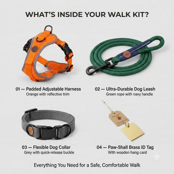 Complete_Walk_Kit_-_Padded_Harness,_Durable_leash,_Adjustable_collar,_ID_tag