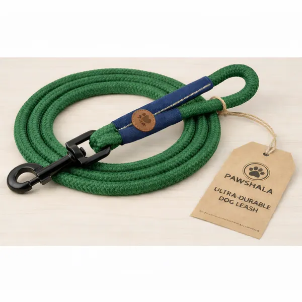 Pawshala_Ultra-Durable_Dog_Leash_-_Green_Rope_With_Navy_Handle