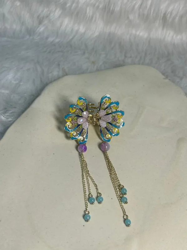 Royal_Azure_Butterfly_Hair_Clip_With_Dangling_Beads_Pack_of_1