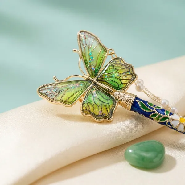 Emerald_Garden_Butterfly_Hair_Stick_With_Dangling_Beads_Pack_Of_1
