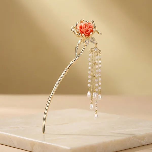 Rose_Bloom_Hair_Stick_With_Dangling_Pearl_Chains_Pack_Of_1