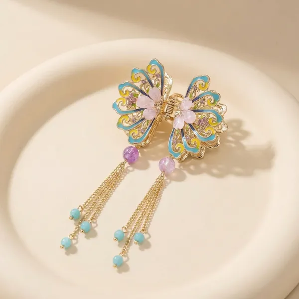 Royal_Azure_Butterfly_Hair_Clip_With_Dangling_Beads_Pack_of_1