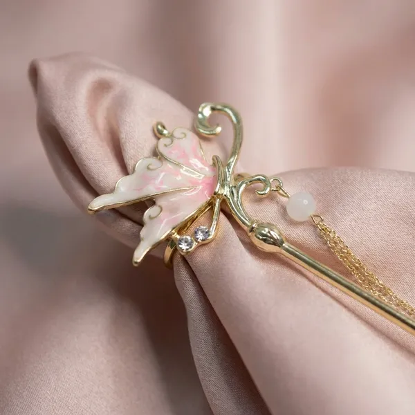 Blush_Butterfly_Hair_Stick_With_Beaded_Dangles_Pack_of_1