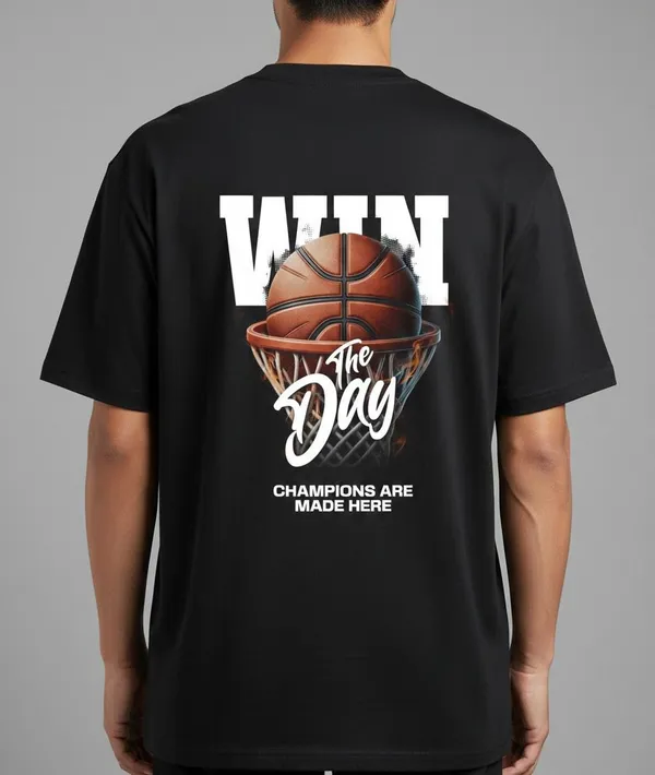 Black_Premium_Quality_Printed_Win_The_Day_Oversized_Tshirt