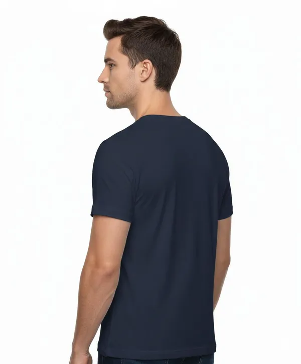 Navy_Blue_Pure_Cotton_Round_Neck_Half_Sleeve_T_Shirt_For_Men
