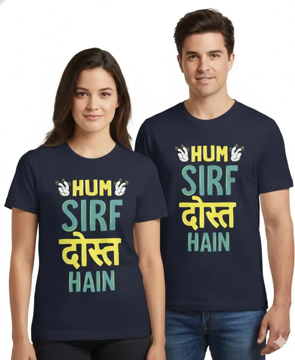 Navy_Blue_Pure_Cotton_Round_Neck_Half_Sleeve_T_Shirt_For_Couple