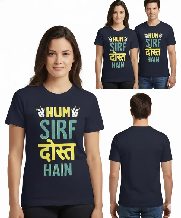Navy_Blue_Pure_Cotton_Round_Neck_Half_Sleeve_T_Shirt_For_Couple