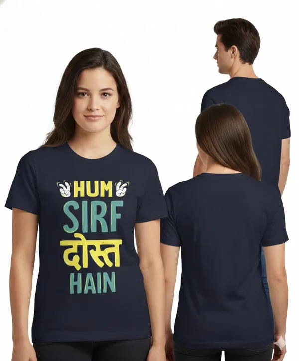 Navy_Blue_Pure_Cotton_Round_Neck_Half_Sleeve_T_Shirt_For_Couple