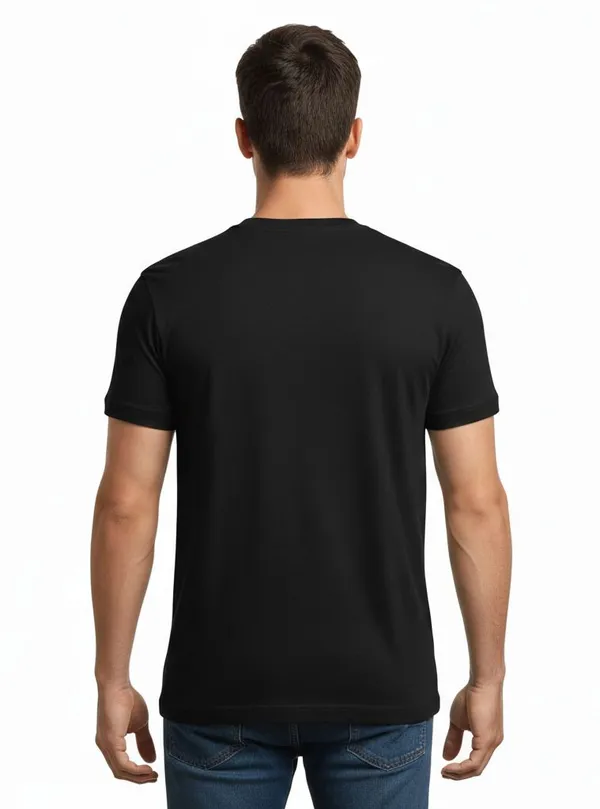Black_Pure_Cotton_Round_Neck_Short_Sleeve_T_Shirt_For_Men