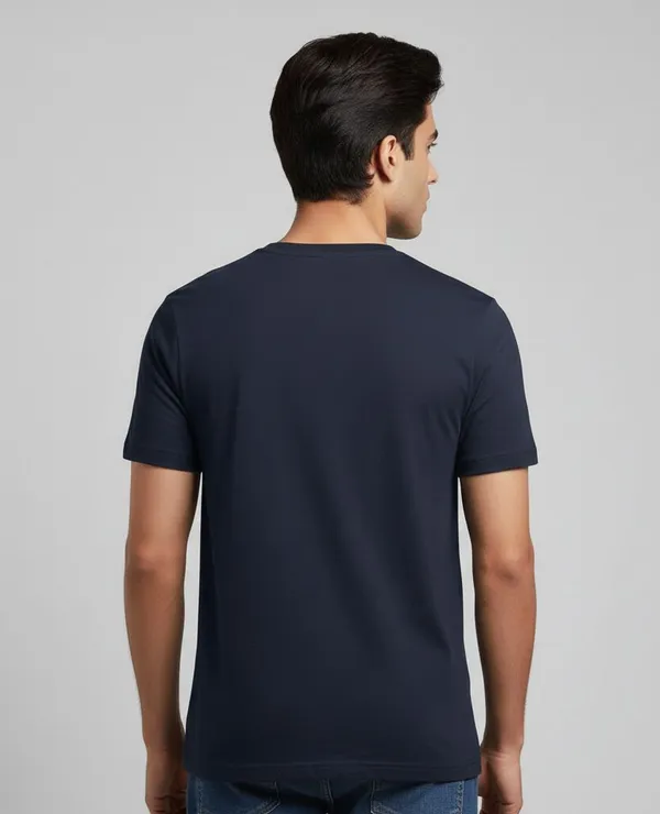 Navy_Blue_Pure_Cotton_Round_Neck_Half_Sleeve_T_Shirt_For_Men