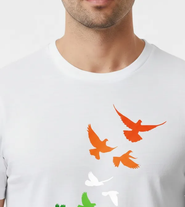 White_And_Multicolor_Pure_Cotton_Round_Neck_Half_Sleeve_T_Shirt_For_Men