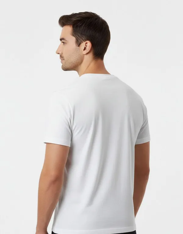 White_And_Multicolor_Pure_Cotton_Round_Neck_Half_Sleeve_T_Shirt_For_Men