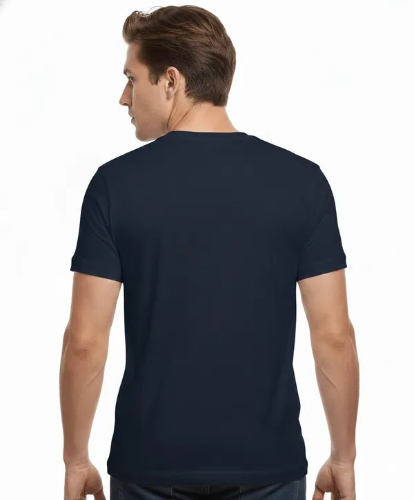 Navy_Blue_Pure_Cotton_Round_Neck_Half_Sleeve_T_Shirt_For_Men
