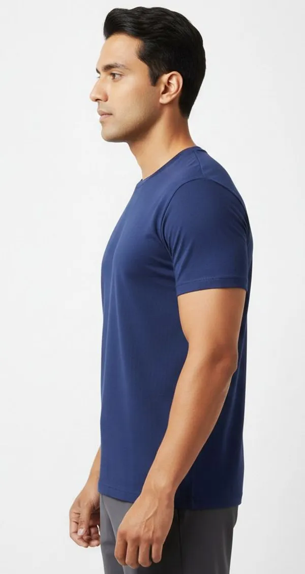 Navy_Blue_Pure_Cotton_Round_Neck_Half_Sleeve_T_Shirt_For_Men