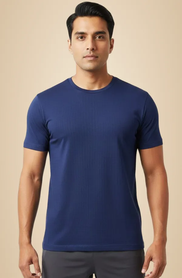 Navy_Blue_Pure_Cotton_Round_Neck_Half_Sleeve_T_Shirt_For_Men