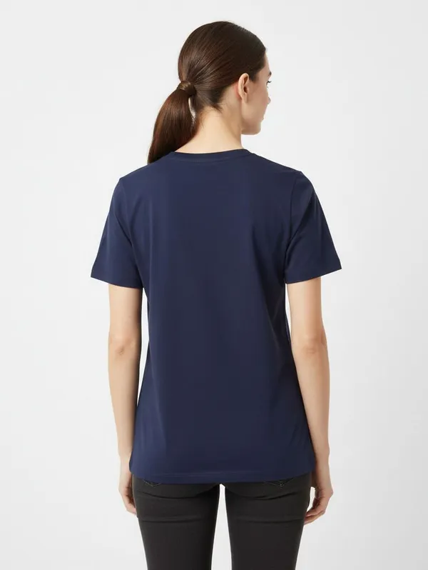 Navy_Blue_Pure_Cotton_Round_Neck_Half_Sleeve_T_Shirt_For_Women