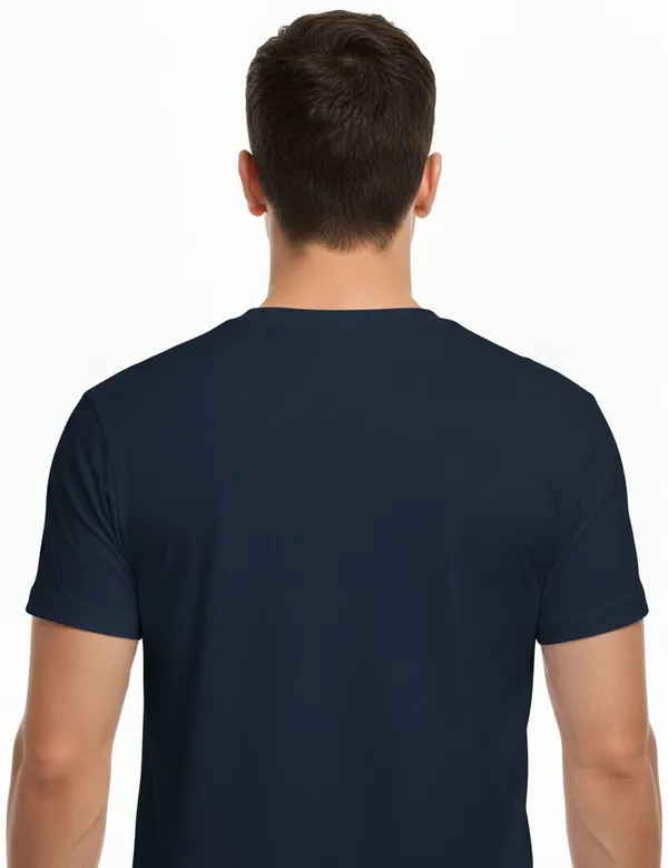 Navy_Blue_Pure_Cotton_Round_Neck_Half_Sleeve_T_Shirt_For_Men