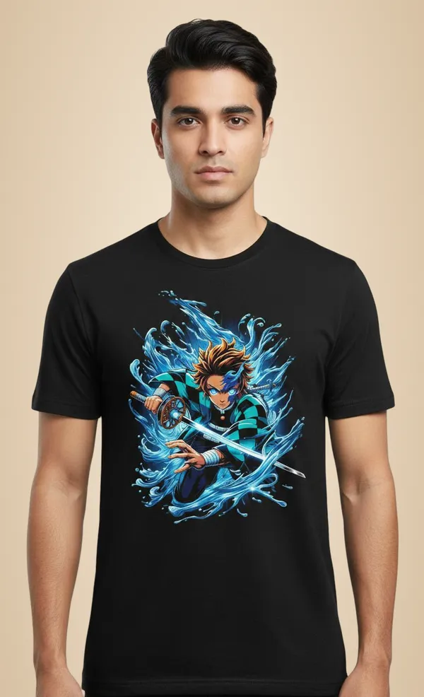 Black_Pure_Cotton_Round_Neck_Half_Sleeve_T_Shirt_For_Men