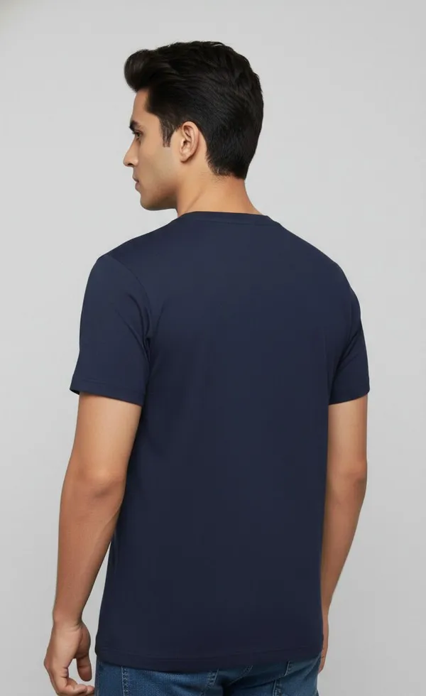 Navy_Blue_Pure_Cotton_Round_Neck_Half_Sleeve_T_Shirt_For_Men