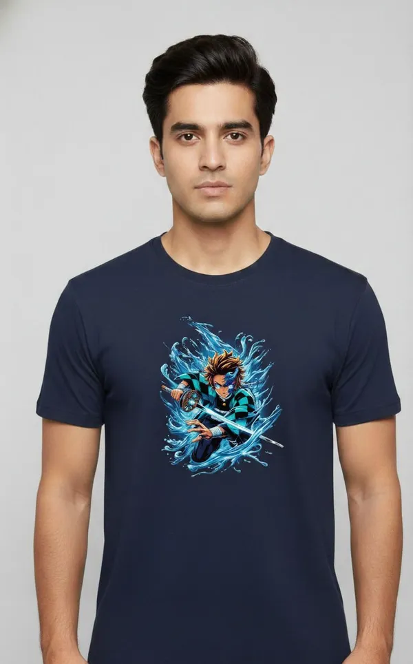 Navy_Blue_Pure_Cotton_Round_Neck_Half_Sleeve_T_Shirt_For_Men