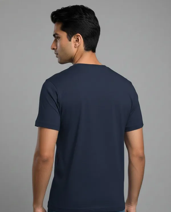 Navy_Blue_Pure_Cotton_Round_Neck_Half_Sleeve_T_Shirt_For_Men