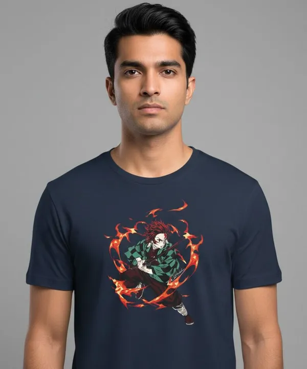 Navy_Blue_Pure_Cotton_Round_Neck_Half_Sleeve_T_Shirt_For_Men