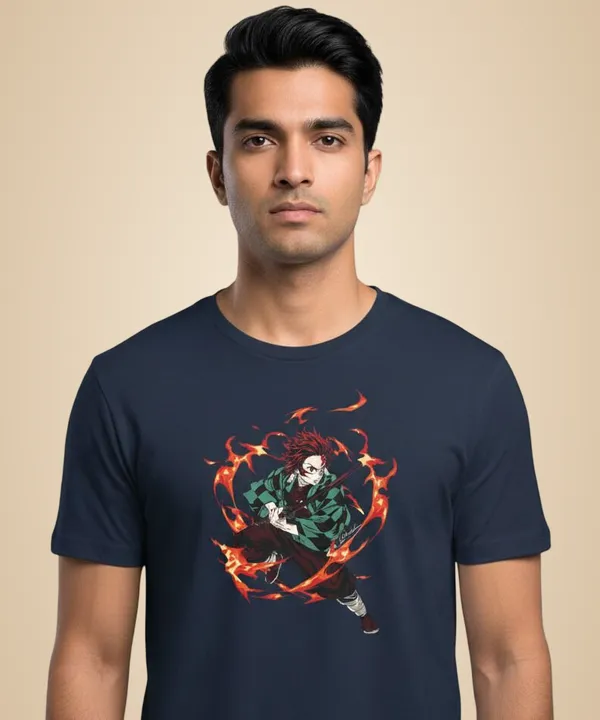 Navy_Blue_Pure_Cotton_Round_Neck_Half_Sleeve_T_Shirt_For_Men