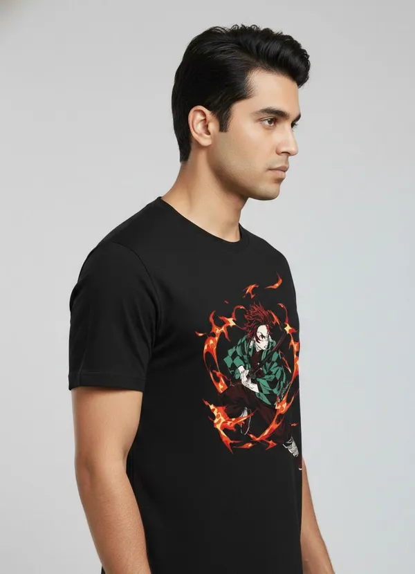 Black_Pure_Cotton_Round_Neck_Half_Sleeve_T_Shirt_For_Men