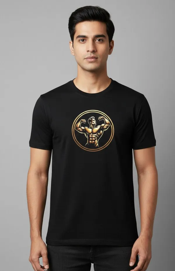 Gold_Pure_Cotton_Round_Neck_Half_Sleeve_T_Shirt_For_Men