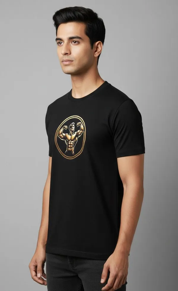 Gold_Pure_Cotton_Round_Neck_Half_Sleeve_T_Shirt_For_Men