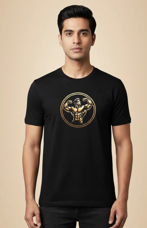 Gold_Pure_Cotton_Round_Neck_Half_Sleeve_T_Shirt_For_Men