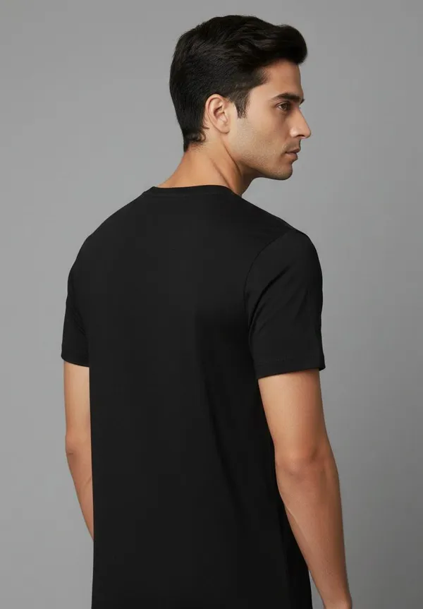Black_Pure_Cotton_Round_Neck_Short_Sleeve_T_Shirt_For_Men