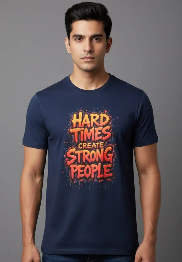 Navy_Blue_Pure_Cotton_Round_Neck_Half_Sleeve_T_Shirt_For_Men