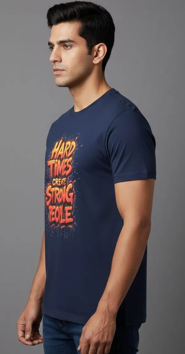 Navy_Blue_Pure_Cotton_Round_Neck_Half_Sleeve_T_Shirt_For_Men