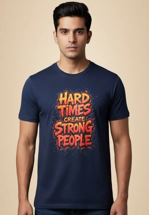 Navy_Blue_Pure_Cotton_Round_Neck_Half_Sleeve_T_Shirt_For_Men