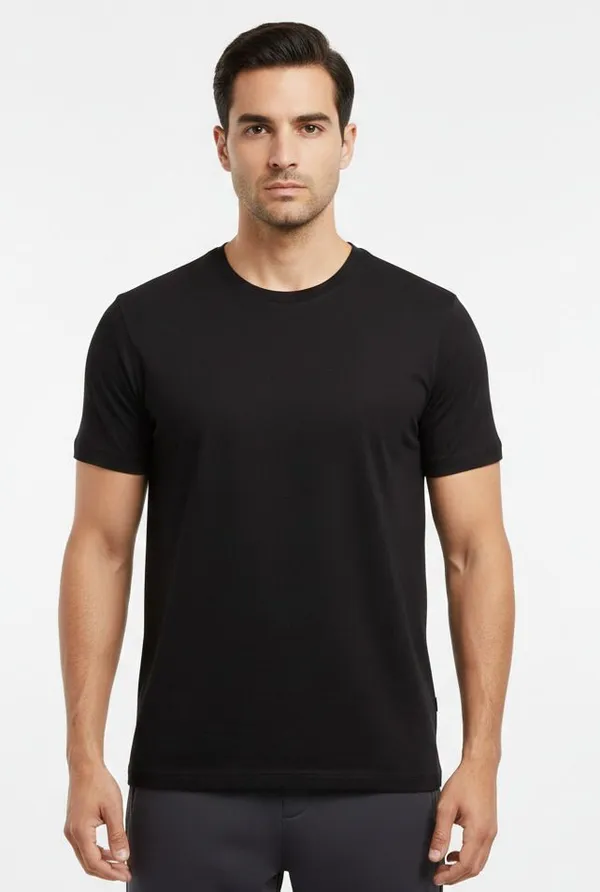 Black_Pure_Cotton_Round_Neck_Half_Sleeve_T_Shirt_For_Men