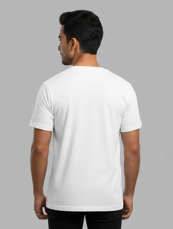 White_Pure_Cotton_Round_Neck_Half_Sleeve_T_Shirt_For_Men