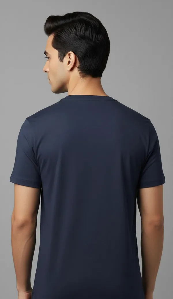 Navy_Blue_Pure_Cotton_Round_Neck_Half_Sleeve_T_Shirt_For_Men