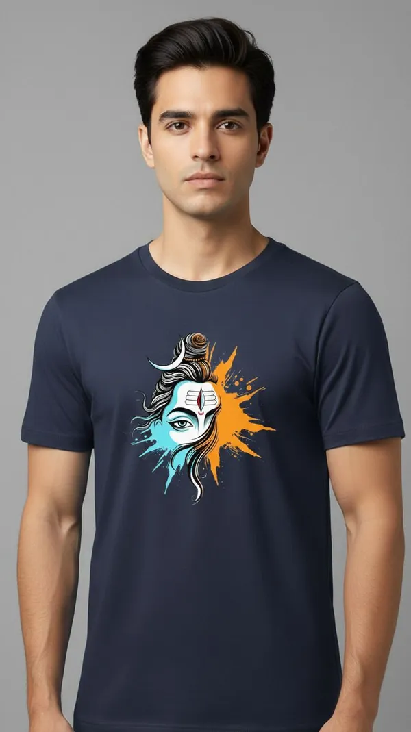 Navy_Blue_Pure_Cotton_Round_Neck_Half_Sleeve_T_Shirt_For_Men