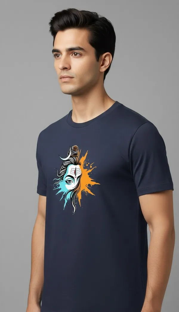 Navy_Blue_Pure_Cotton_Round_Neck_Half_Sleeve_T_Shirt_For_Men