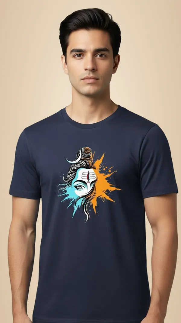 Navy_Blue_Pure_Cotton_Round_Neck_Half_Sleeve_T_Shirt_For_Men