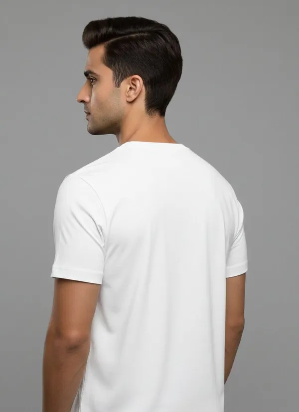 White_Pure_Cotton_Round_Neck_Half_Sleeve_T_Shirt_For_Men