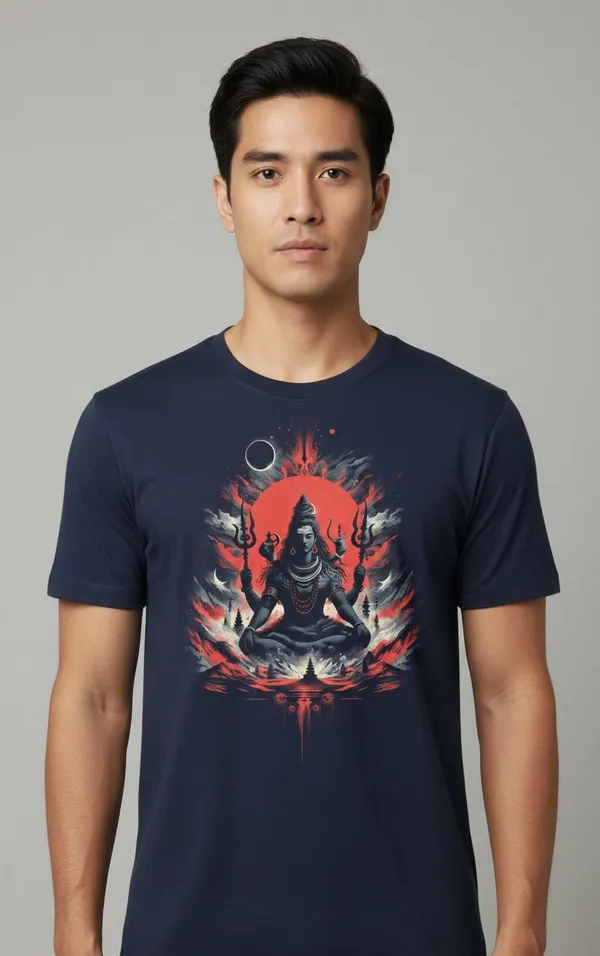 Navy_Blue_Pure_Cotton_Round_Neck_Half_Sleeve_T_Shirt_For_Men