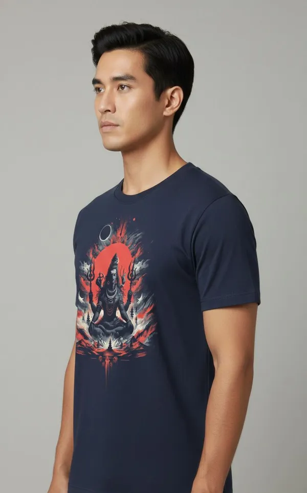 Navy_Blue_Pure_Cotton_Round_Neck_Half_Sleeve_T_Shirt_For_Men