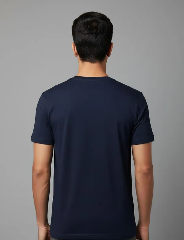 Navy_Blue_Pure_Cotton_Round_Neck_Half_Sleeve_T_Shirt_For_Men