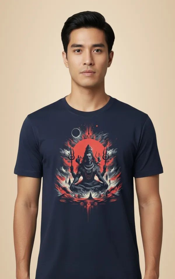 Navy_Blue_Pure_Cotton_Round_Neck_Half_Sleeve_T_Shirt_For_Men