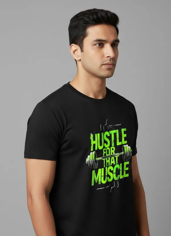 Black_Premium_Quality_Printed_Hustle_Gym_Roundneck_Tees