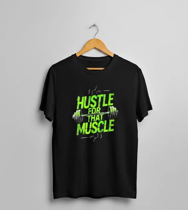 Black_Premium_Quality_Printed_Hustle_Gym_Roundneck_Tees